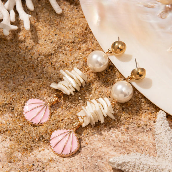 Vacation Beach Starfish Shell Shell Zinc Alloy Drop Earrings