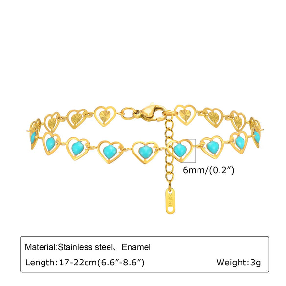 Vacation Beach Sweet Cherry Heart Shape Flower 201 Stainless Steel 18K Gold Plated Bracelets In Bulk