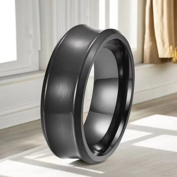Vacation Classic Style Solid Color Titanium Steel Plating Men'S Rings Men Band Rings