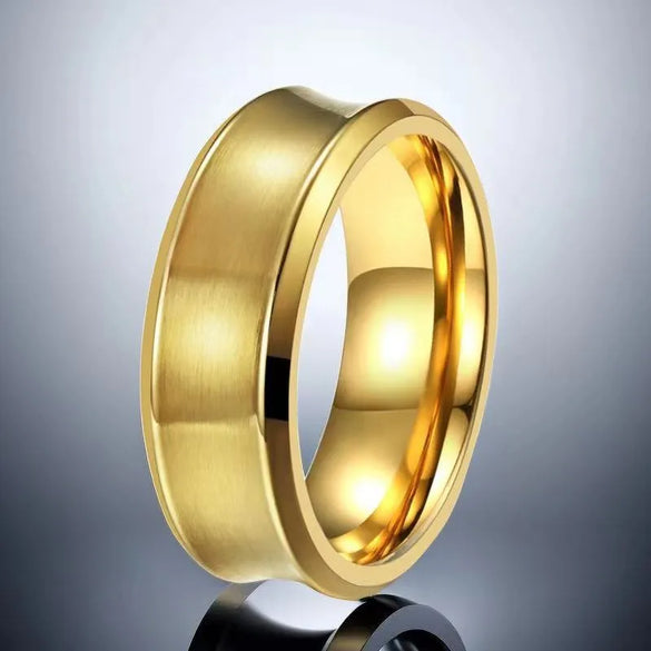 Vacation Classic Style Solid Color Titanium Steel Plating Men'S Rings Men Band Rings