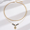 Vacation Ethnic Style Horns Eye Stainless Steel Enamel Plating Inlay Turquoise Resin 14k Gold Plated Necklace