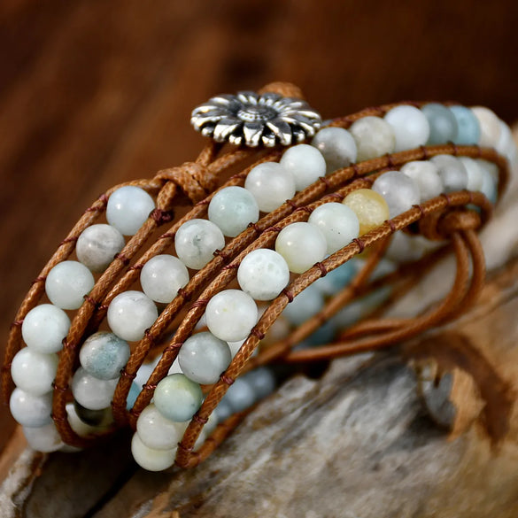 Vacation Ethnic Style Round Alloy Natural Stone Rope Beaded Braid Bracelets