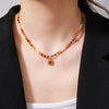 Vacation French Style Romantic Sun 18K Gold Plated Gem Natural Stone Freshwater Pearl Copper Wholesale Pendant Necklace