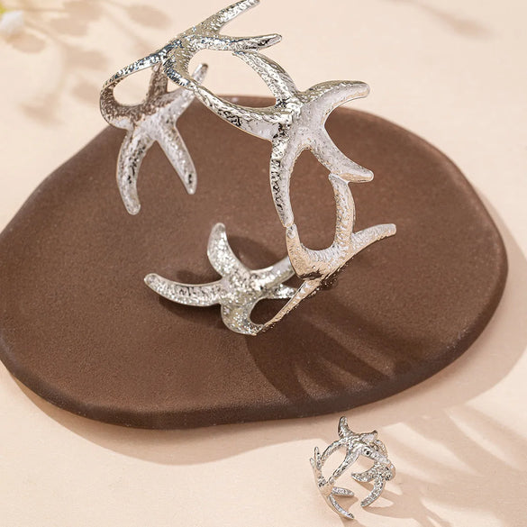 Vacation Marine Style Beach Starfish Ferroalloy Women'S Jewelry Set