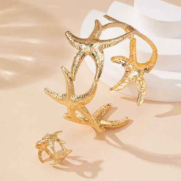 Vacation Marine Style Beach Starfish Ferroalloy Women'S Jewelry Set