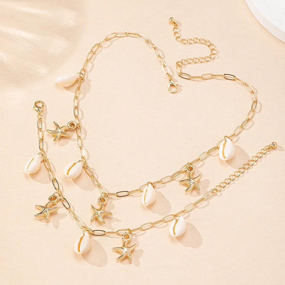 Vacation Marine Style Beach Starfish Shell Zinc Alloy Women'S Jewelry Set