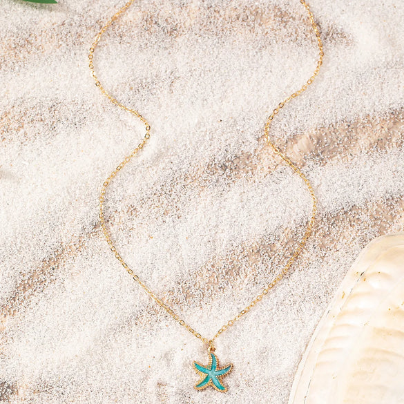 Vacation Marine Style Starfish Zinc Alloy Unisex Pendant Necklace
