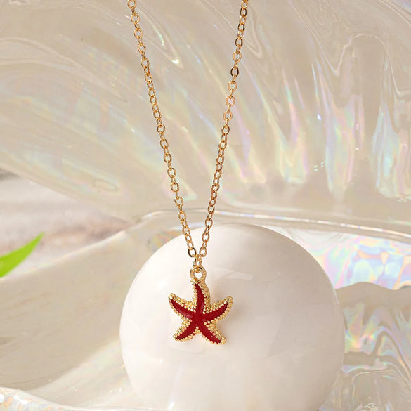 Vacation Marine Style Starfish Zinc Alloy Unisex Pendant Necklace