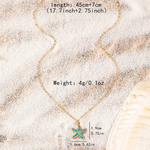 Vacation Marine Style Starfish Zinc Alloy Unisex Pendant Necklace