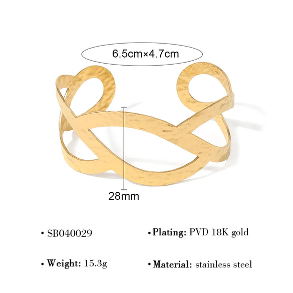Vacation Simple Style Geometric 18K Gold Plated 304 Stainless Steel Wholesale Bangle