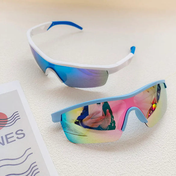 Vacation Sports Cool Style Color Block Resin Avaitor Half Frame Kids Sunglasses