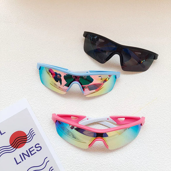 Vacation Sports Cool Style Color Block Resin Avaitor Half Frame Kids Sunglasses