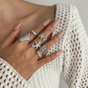 Vacation Style Metal Geometric Starfish Opening Ring Set For Women With Electroplating