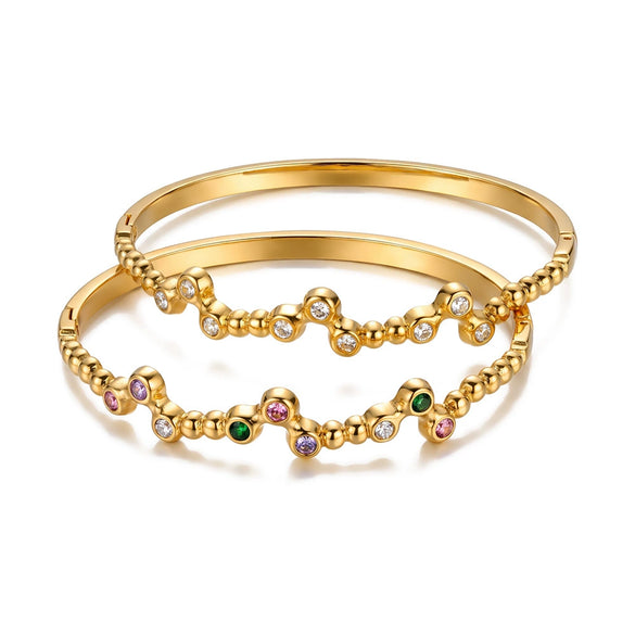 Vacuumplated Stainless Steel Bracelet For Women With Irregular Zircon Design And Understated Luxury Style