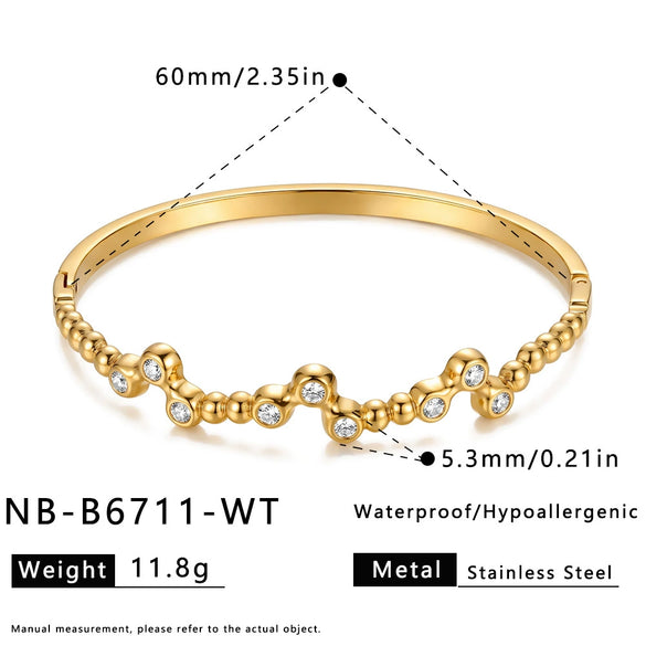 Vacuumplated Stainless Steel Bracelet For Women With Irregular Zircon Design And Understated Luxury Style
