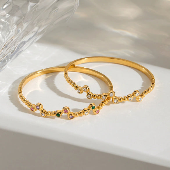 Vacuumplated Stainless Steel Bracelet For Women With Irregular Zircon Design And Understated Luxury Style