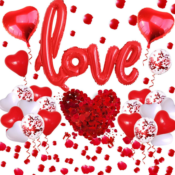 Valentine's Day Heart Shaped Latex Balloon Decoration Set For Wedding And Party Rose Petal Theme Ornament