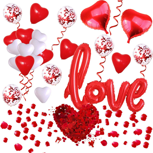 Valentine's Day Heart Shaped Latex Balloon Decoration Set For Wedding And Party Rose Petal Theme Ornament