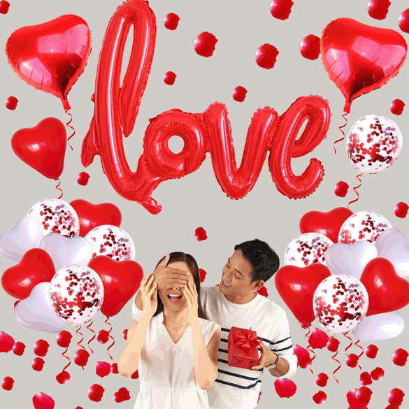 Valentine's Day Heart Shaped Latex Balloon Decoration Set For Wedding And Party Rose Petal Theme Ornament