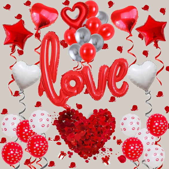 Valentine's Day Heart Shaped Latex Balloon Decoration Set For Wedding And Party Rose Petal Theme Ornament