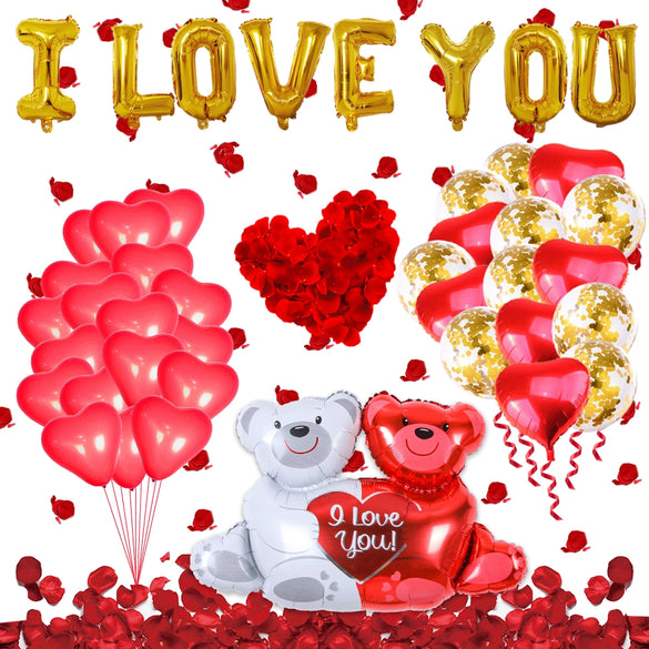 Valentine’s Day I Love You Aluminum Foil And Latex Balloon Set Round Decorative Balloons For Wholesale Event Decoration