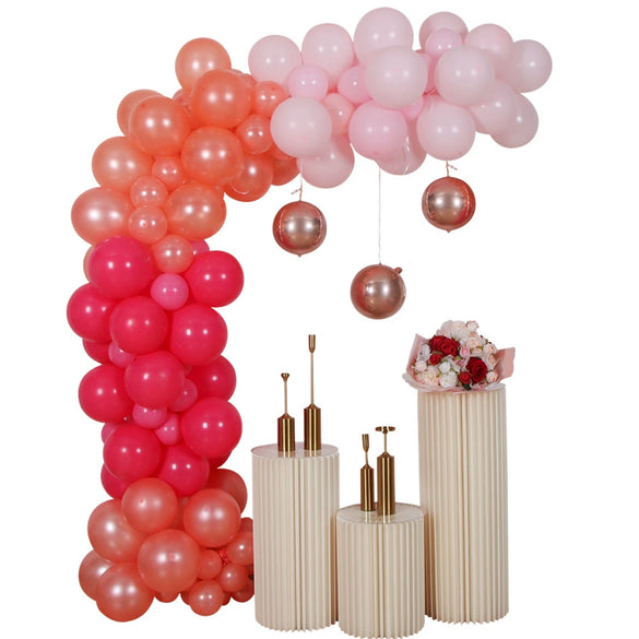 Valentine's Day Latex Balloon Chain Set With Round Balloons Rose Petal And Bear Decorations For Wedding And Party Decor