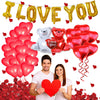 Valentine's Day Love Balloon Set With Heart And Bear Designs Red And White Latex And Metallic Foil Decorative Balloons
