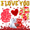 Valentine's Day Love Balloon Set With Heart And Bear Designs Red And White Latex And Metallic Foil Decorative Balloons