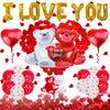 Valentine's Day Love Balloon Set With Heart And Bear Designs Red And White Latex And Metallic Foil Decorative Balloons