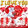 Valentine's Day Love Balloon Set With Heart And Bear Designs Red And White Latex And Metallic Foil Decorative Balloons