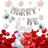 Valentine's Day Love Balloon Set With Heart And Bear Designs Red And White Latex And Metallic Foil Decorative Balloons