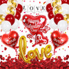 Valentine's Day Love Balloon Set With Heart And Bear Designs Red And White Latex And Metallic Foil Decorative Balloons
