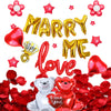 Valentine's Day Love Balloon Set With Heart And Bear Designs Red And White Latex And Metallic Foil Decorative Balloons