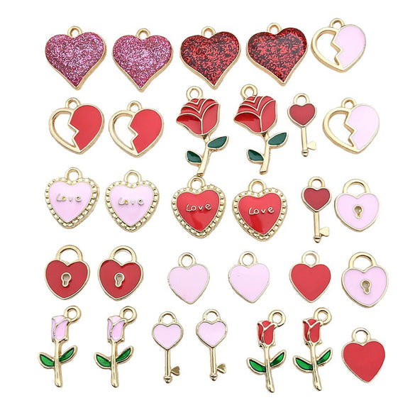 Valentine's Day Rose Dripping Oil Alloy Pendant Jewelry Accessories