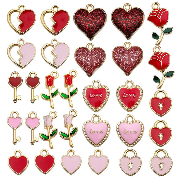 Valentine's Day Rose Dripping Oil Alloy Pendant Jewelry Accessories