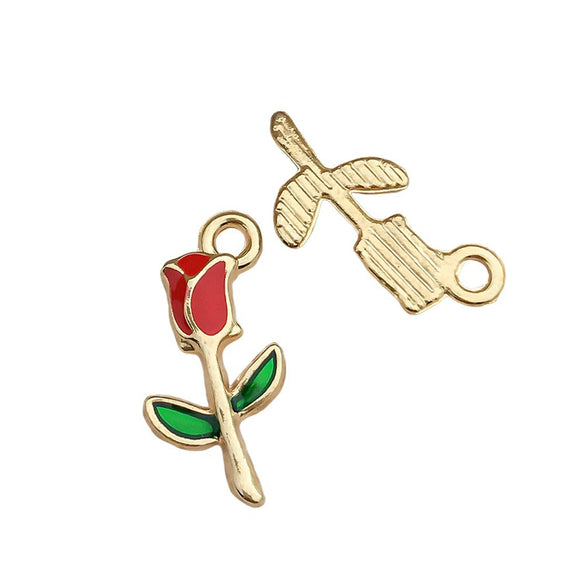 Valentine's Day Rose Dripping Oil Alloy Pendant Jewelry Accessories