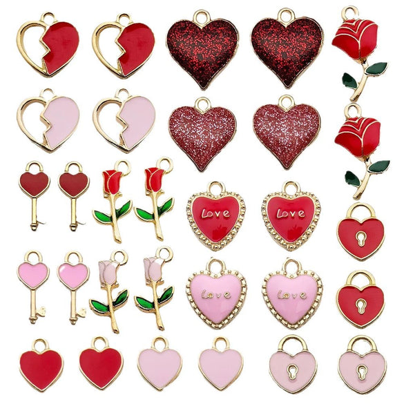 Valentine's Day Rose Dripping Oil Alloy Pendant Jewelry Accessories
