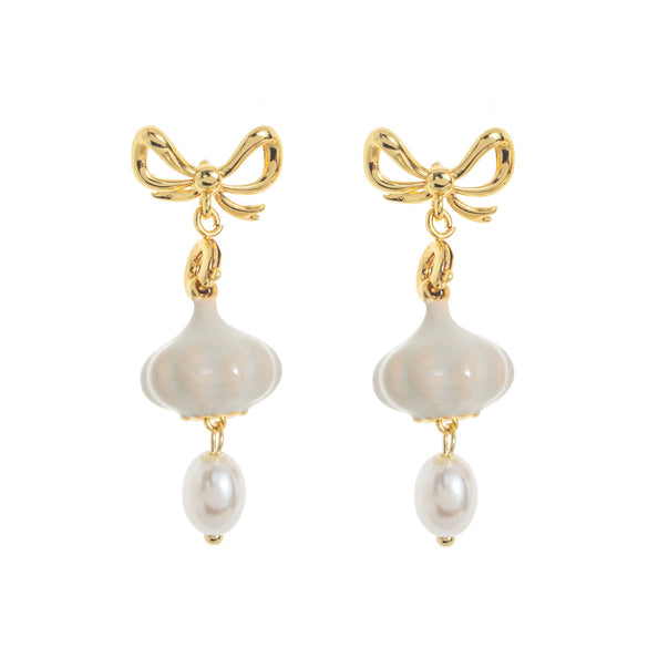 Vegetable Wine Glass Pearl Earrings Copper Electroplating Women's