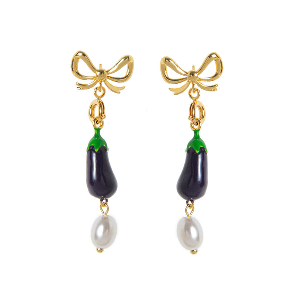 Vegetable Wine Glass Pearl Earrings Copper Electroplating Women's