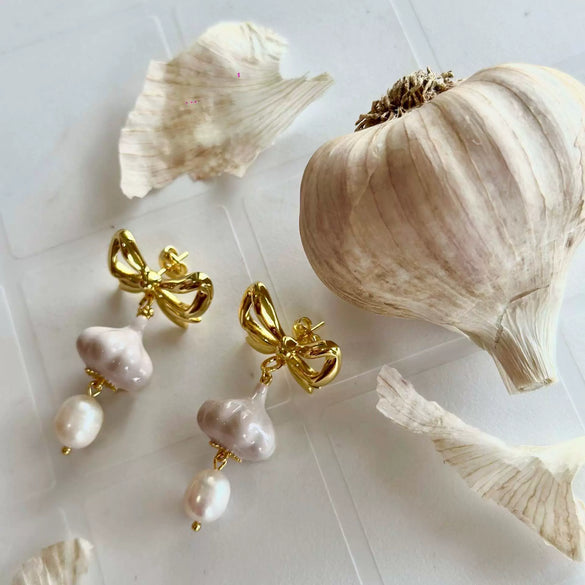 Vegetable Wine Glass Pearl Earrings Copper Electroplating Women's
