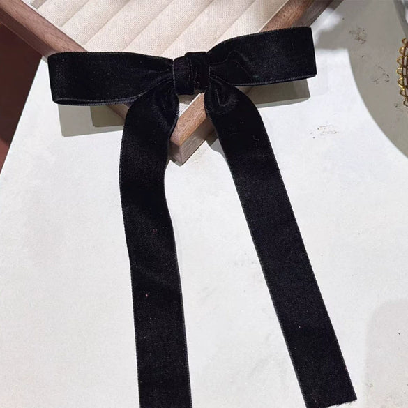 Velvet Big Bow Female Handmade Hairpin Back Head Elegant Top Clip Hair Accessories