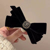 Velvet Big Bow Female Handmade Hairpin Back Head Elegant Top Clip Hair Accessories