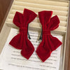 Velvet Big Bow Female Handmade Hairpin Back Head Elegant Top Clip Hair Accessories