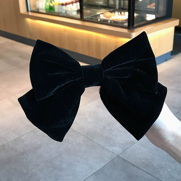 Velvet Big Bow Female Handmade Hairpin Back Head Elegant Top Clip Hair Accessories