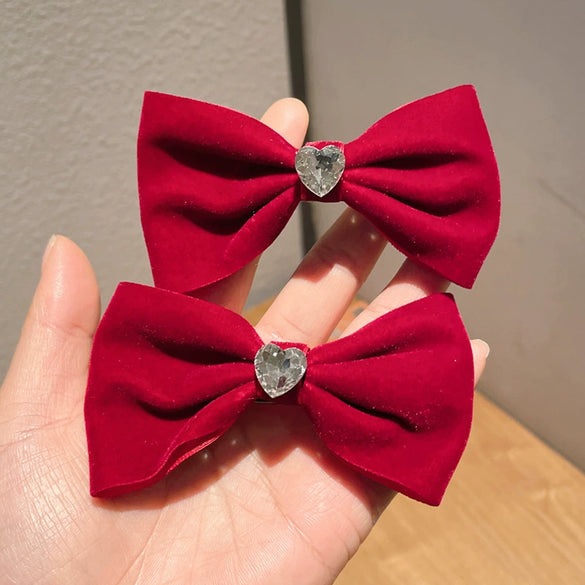 Velvet Big Bow Female Handmade Hairpin Back Head Elegant Top Clip Hair Accessories