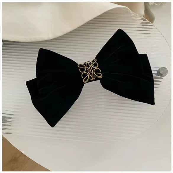 Velvet Big Bow Female Handmade Hairpin Back Head Elegant Top Clip Hair Accessories