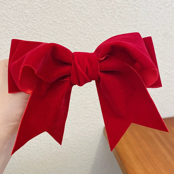 Velvet Big Bow Female Handmade Hairpin Back Head Elegant Top Clip Hair Accessories
