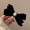 Velvet Big Bow Female Handmade Hairpin Back Head Elegant Top Clip Hair Accessories