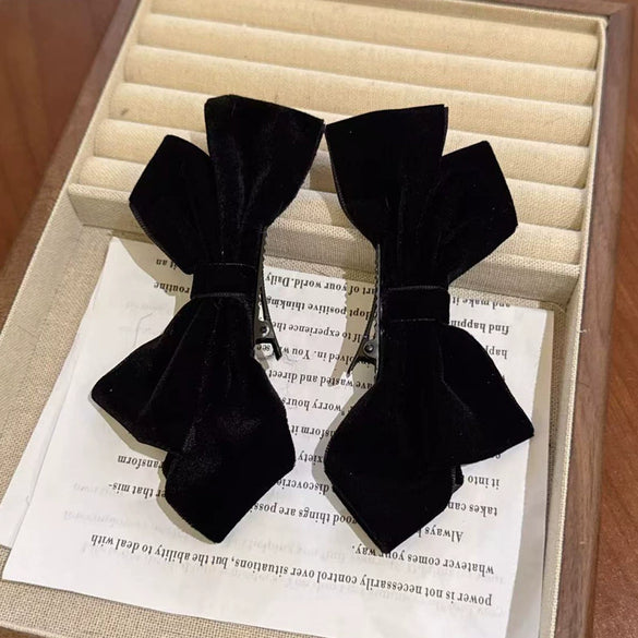 Velvet Big Bow Female Handmade Hairpin Back Head Elegant Top Clip Hair Accessories