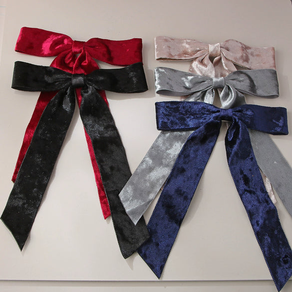 Velvet Bow Hair Accessories Handmade Duckbill Clip Hairpin For Women